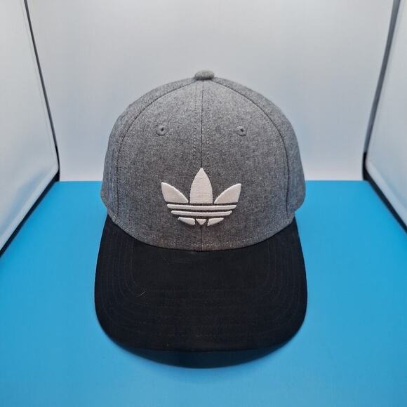 adidas DMX Trefoil Suede Brim Snapback Hat Cap Gray Black Cotton - Picture 1 of 7